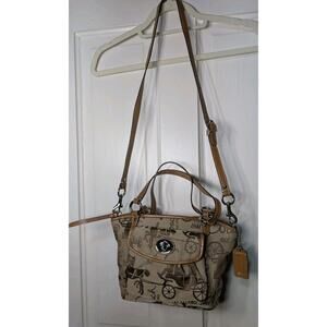 Vintage Coach Leah Small Crossbody F14855 Horse And Carriage Canvas Leather Bag